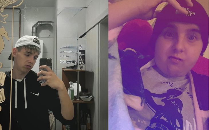 Młody mężczyzna robiący selfie w lustrze.