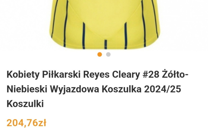 Koszulka piłkarska w kolorze żółtym i niebieskim.