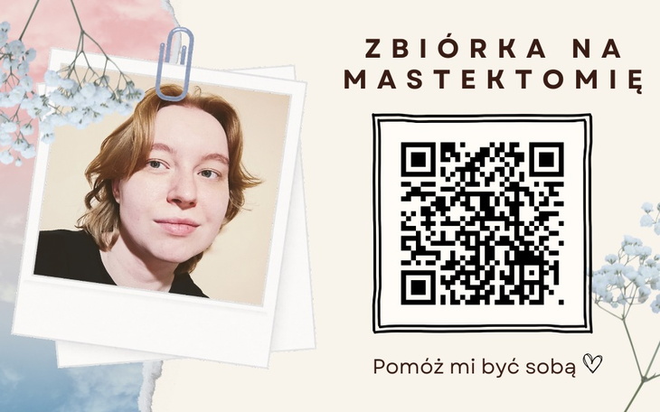 Plakat z informacją o zbiórce na mastektomię.