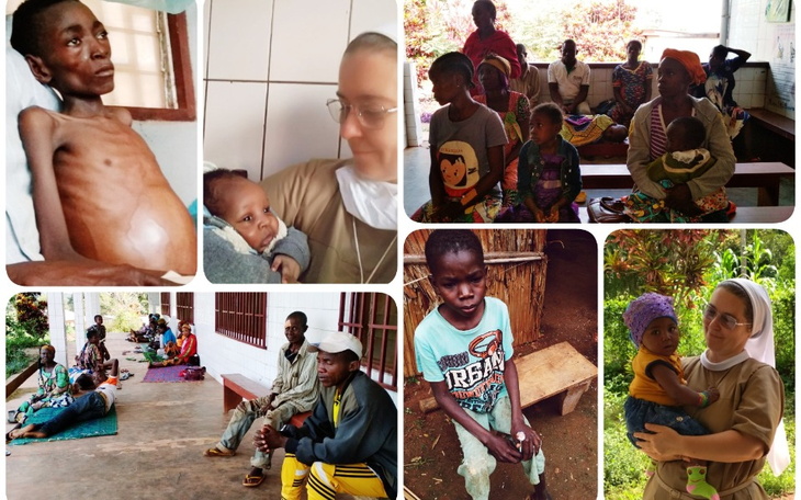 Grupa ludzi w różnych sytuacjach, w tym dzieci i dorośli.