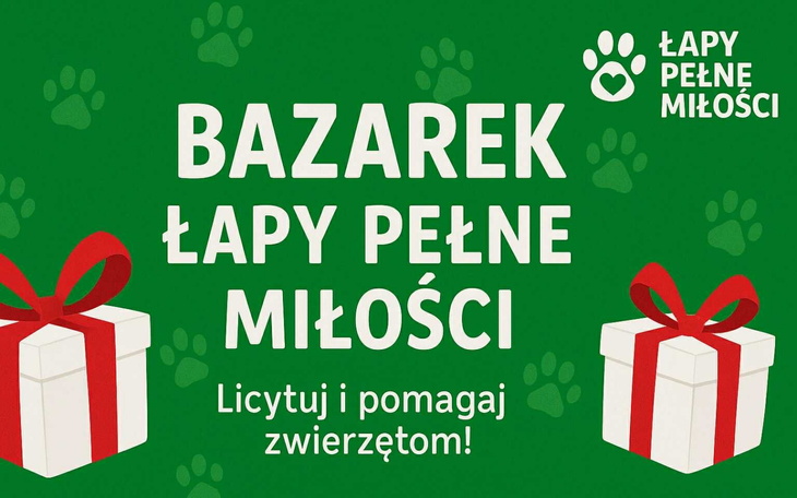 Plakat z informacją o bazarku na rzecz zwierząt.
