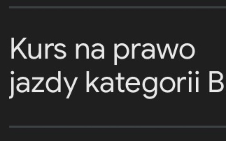 Tekst na czarnym tle: Kurs na prawo jazdy kategorii B.