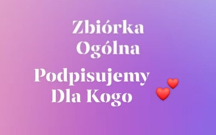 Grafika z napisem o zbiórce ogólnej, w pastelowych kolorach.
