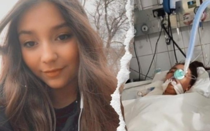 Młoda dziewczyna w szpitalu, podłączona do aparatury.