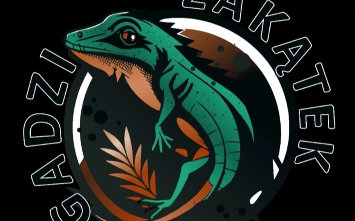 Logo przedstawiające jaszczurkę na czarnym tle.