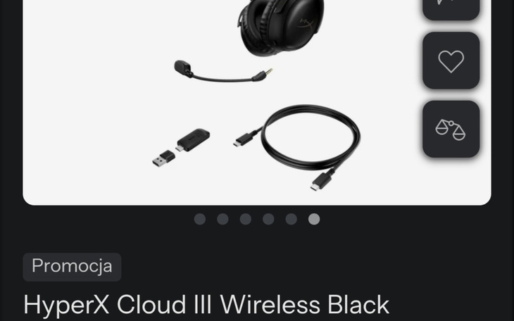 Bezprzewodowe słuchawki HyperX Cloud III w kolorze czarnym.