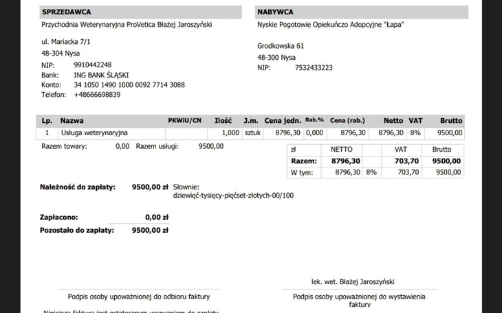 Zbiórka Opłata rachunku za leczenie - zdjęcie główne