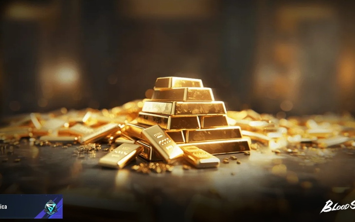 Złote sztabki ułożone w stos, symbol bogactwa i sukcesu.