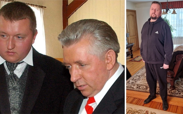 Dwie osoby w eleganckich strojach na weselu.