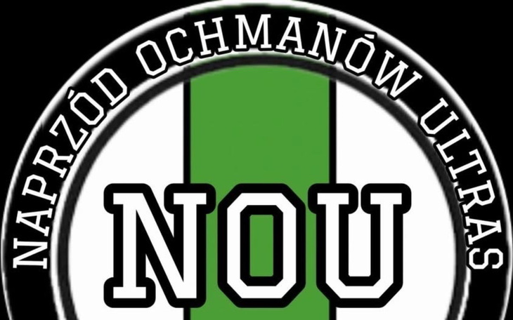 Logo grupy ultras z napisem 'NAPRZÓD OCHMANÓW ULTRAS'.