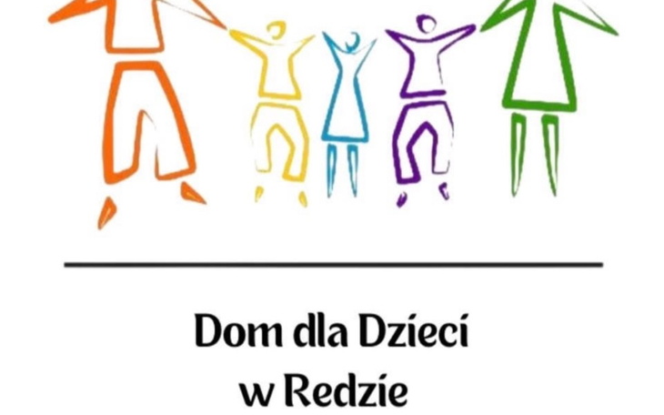Logo Domu dla Dzieci w Redzie, przedstawiające kolorowe postacie.