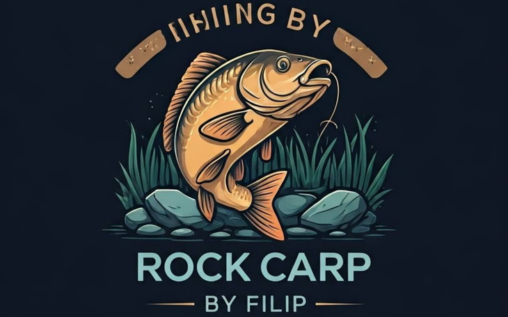 Ilustracja karpia z napisem 'Fishing by Rock Carp'.