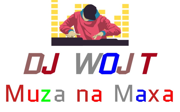 Grafika DJ-a Wojtka przy stole mikserskim.