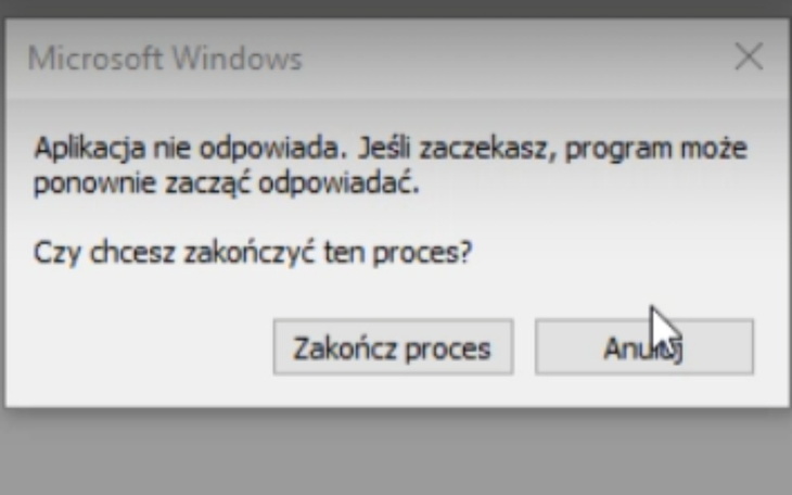 Komunikat o błędzie w systemie Windows.