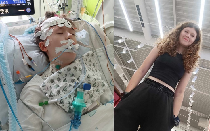 Zdjęcie dziewczyny w szpitalu obok aparatury medycznej.