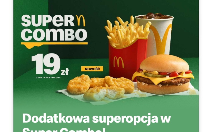 Reklama zestawu fast food w McDonald's.