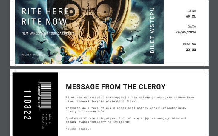 Zbiórka Bilety pamiątkowe z filmu GHOST - zdjęcie główne