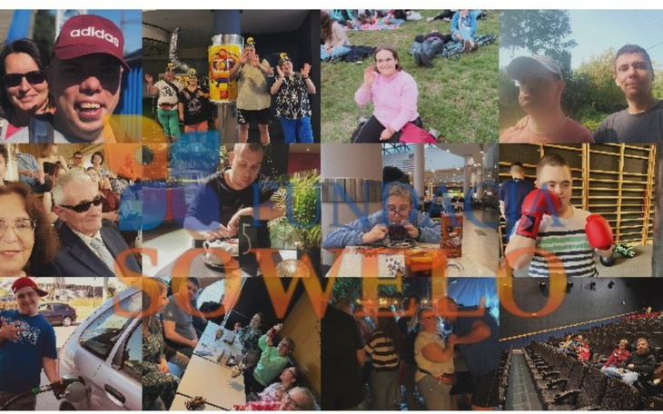 Kolaż zdjęć ludzi w różnych sytuacjach, z napisem 'SOWEŁO'.