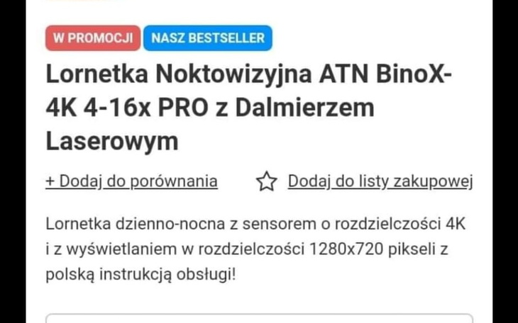 Zbiórka Lornetka noktowizyjna ATN 4K x - zdjęcie główne