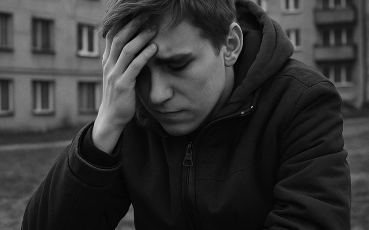 Młody mężczyzna zmartwiony, trzymając się za głowę.