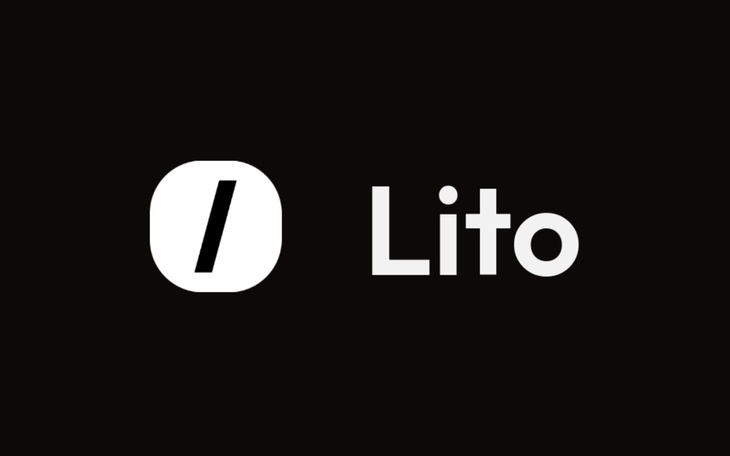 Logo Lito na czarnym tle, minimalistyczny design.