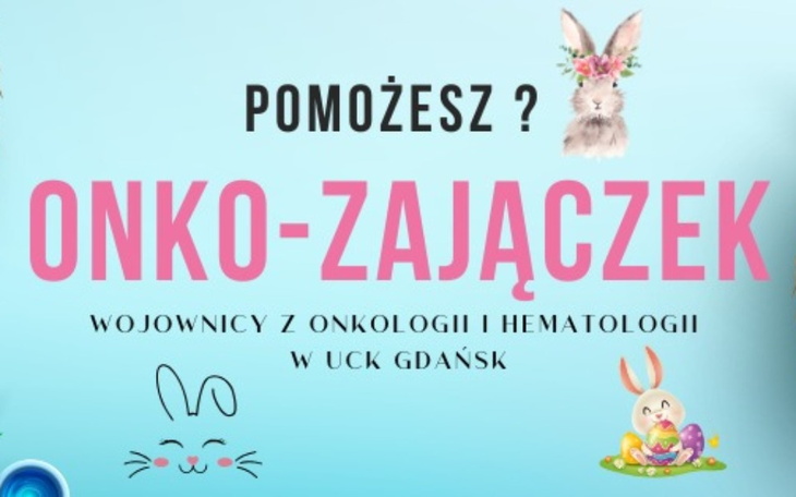 Plakat promujący zbiórkę na onkologię i hematologię w Gdańsku.
