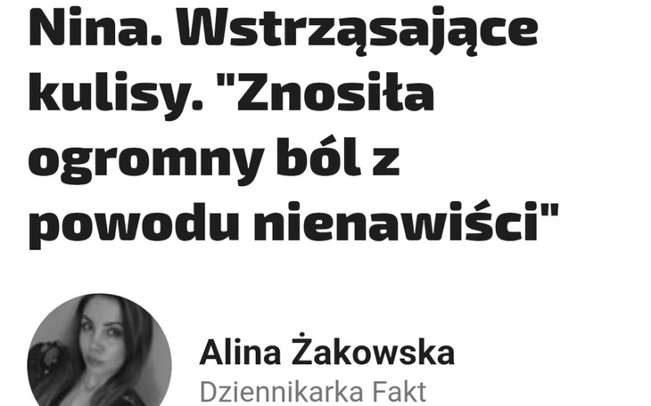 Nagłówek artykułu o Niny, z wyraźnym tekstem.