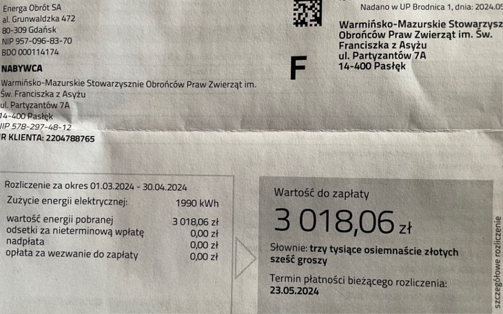 Zbiórka Na opłacenie fry za energię . - zdjęcie główne