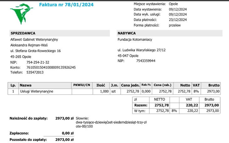 Zbiórka Dług w lecznicy za wrzesień - zdjęcie główne