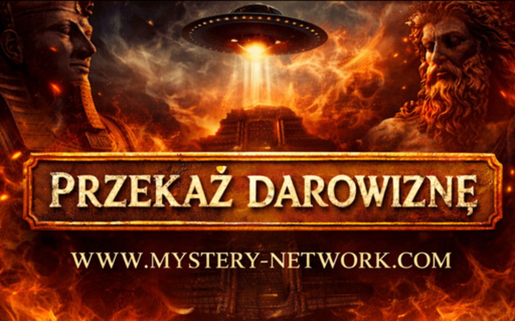 Grafika promująca darowizny z elementami mistycznymi.