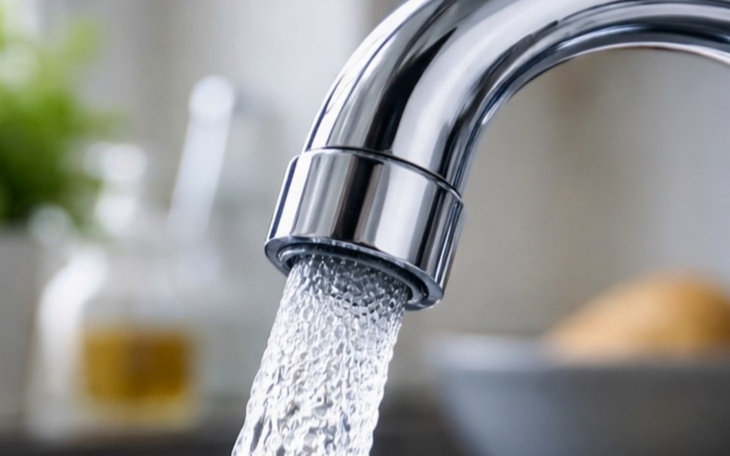 Strumień wody z kranu, bliskie ujęcie.