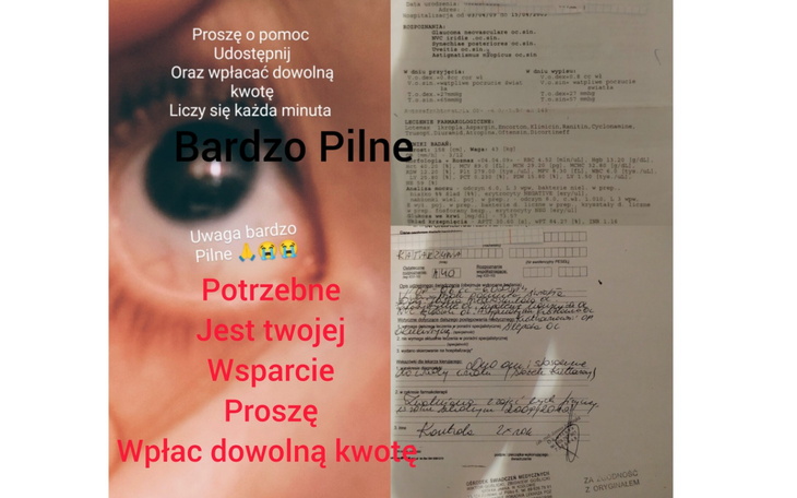 Dokument z prośbą o pomoc finansową, z wyraźnym apelem.