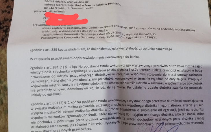 Dokument prawny z informacjami o postępowaniu sądowym.