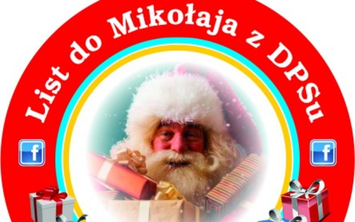 Plakat z Mikołajem, zapraszający do pisania listów.