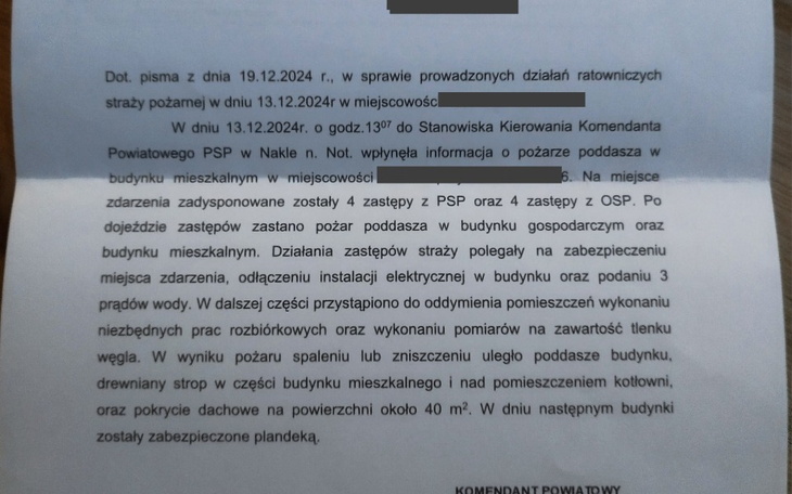 Pismo dotyczące działań ratunkowych w sytuacji zagrożenia.
