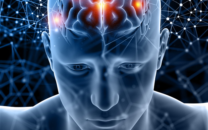 Obraz przedstawiający mózg z siecią neuronową.