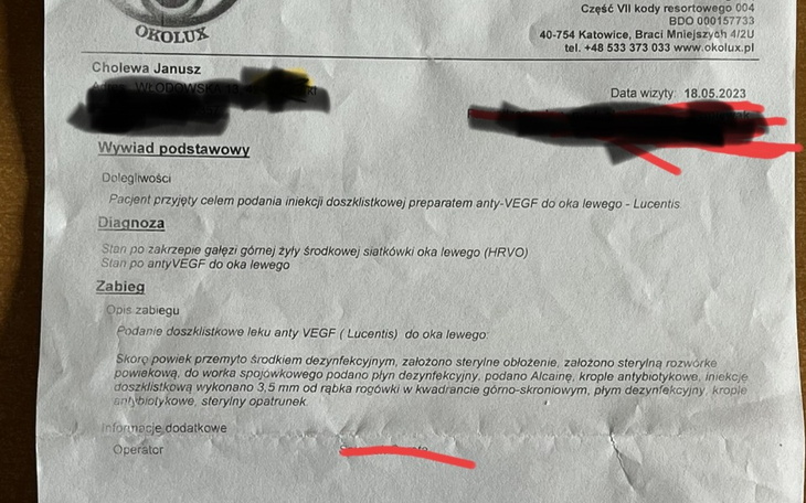 Zbiórka Zbiórka na iniekcje oczu. - zdjęcie główne