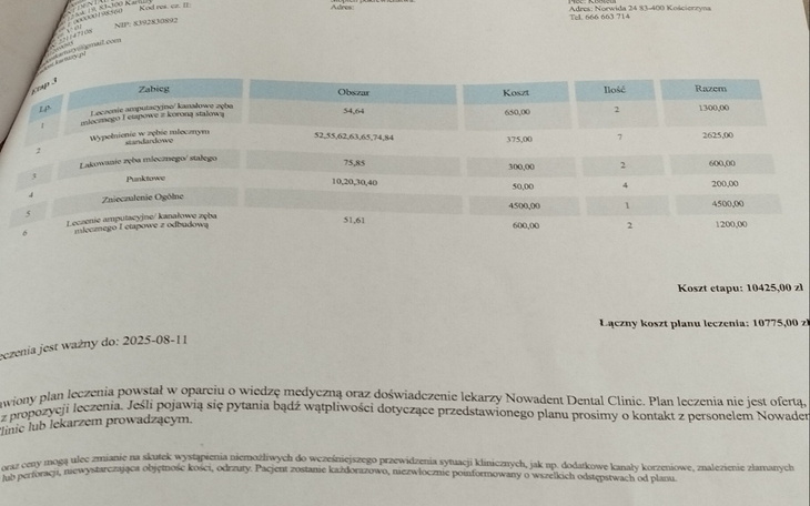 Dokumentacja medyczna z planem leczenia.