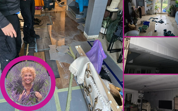 Zniszczone wnętrze domu po remoncie.