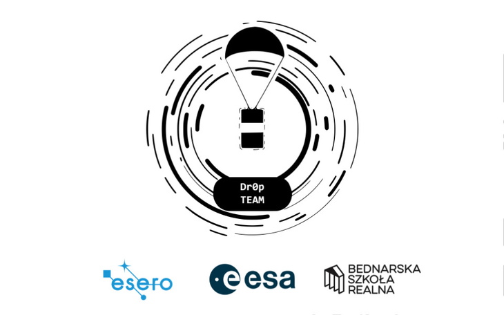 Logo zespołu Drop Team z elementami graficznymi.