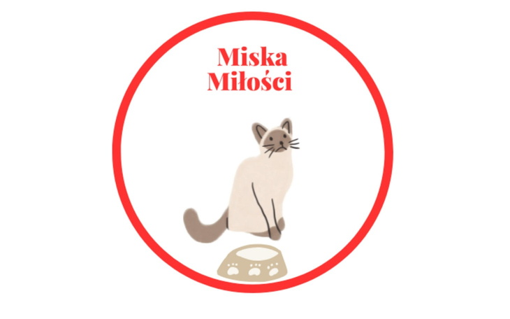 Ilustracja kota z napisem 'Miska Miłości'.