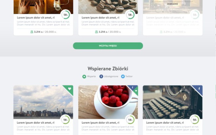 Zrzut ekranu z platformy wsparcia zbiórek.