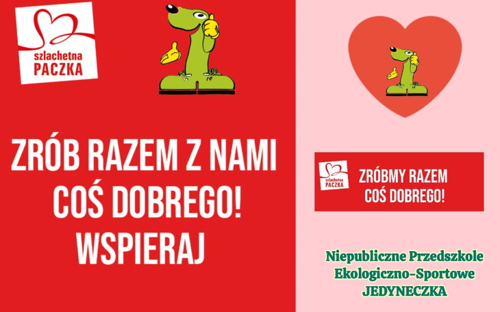 Plakat promujący akcję charytatywną z rysunkiem psa.