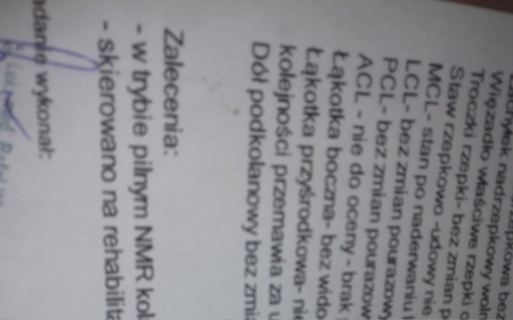 Zbiórka Rehabilitacja + rezonans kolana - zdjęcie główne