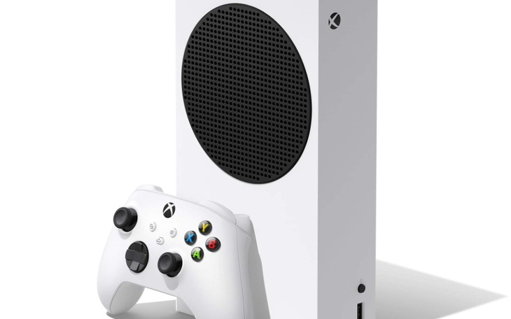 Konsola Xbox Series S z kontrolerem w białym kolorze.