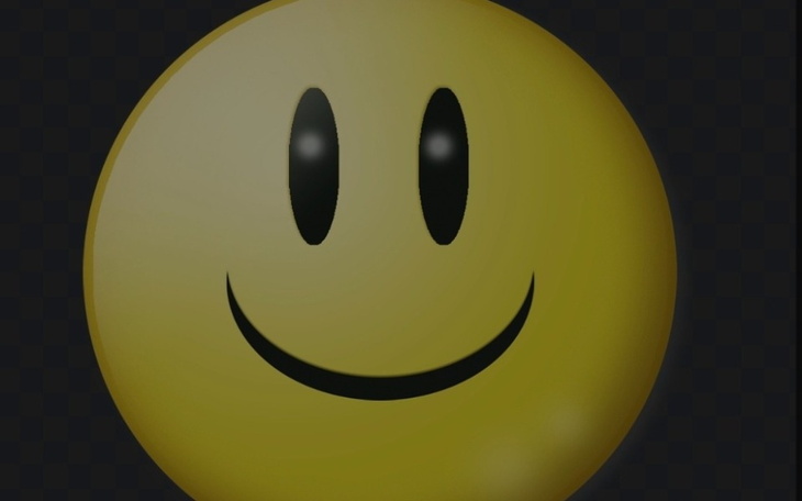 Uśmiechnięta buźka na żółtym tle.