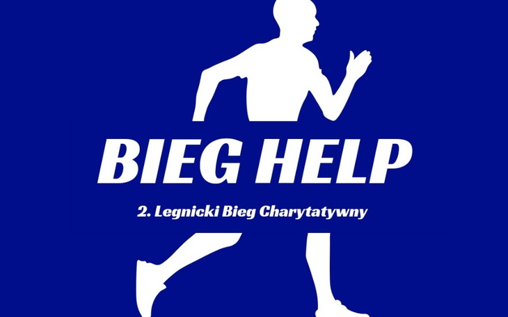 Logo biegu charytatywnego z postacią biegacza.