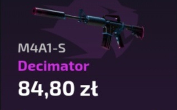 Broń M4A1-S Decimator z ceną 84,80 zł.