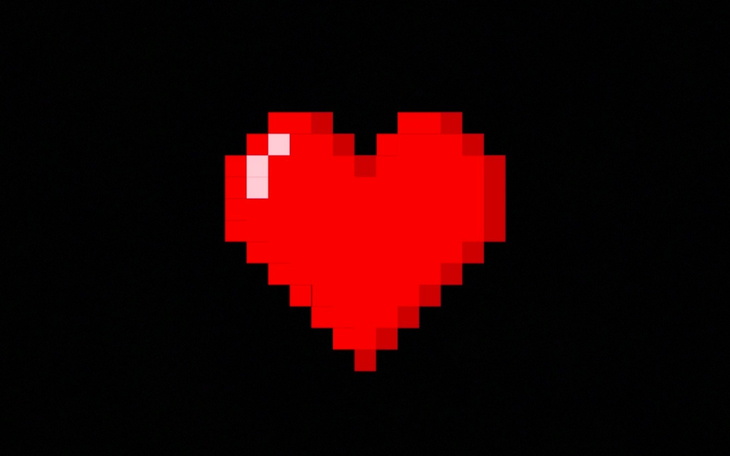 Ikona serca w stylu pixel art, symbol miłości.
