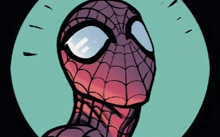 Rysunek Spider-Mana w stylu komiksowym.